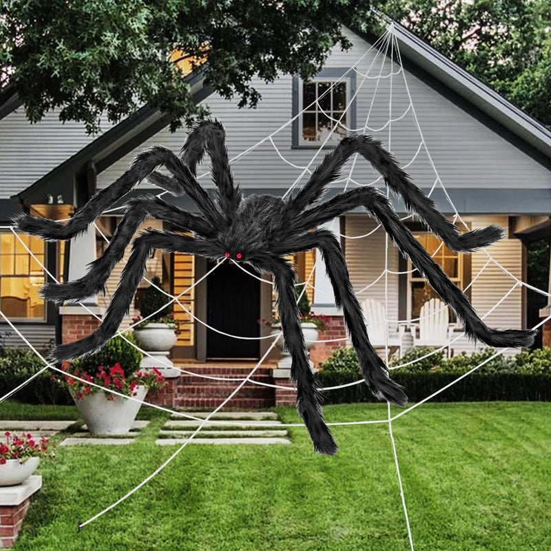Kendane Halloween Decorations Outdoor and Indoor,200" Halloween Spider Web with 59" Giant Spider,Scary Party Decorations for Yard,House Decor. - Image 1